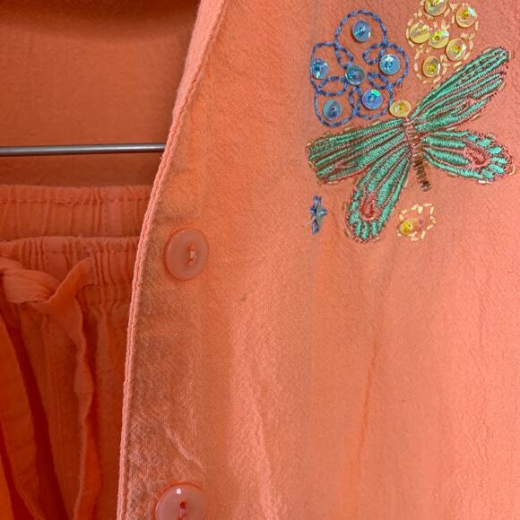 Vintage 90s Jane Ashley Matching Set Pants and Top Butterflies Orange Large - Picture 5 of 10